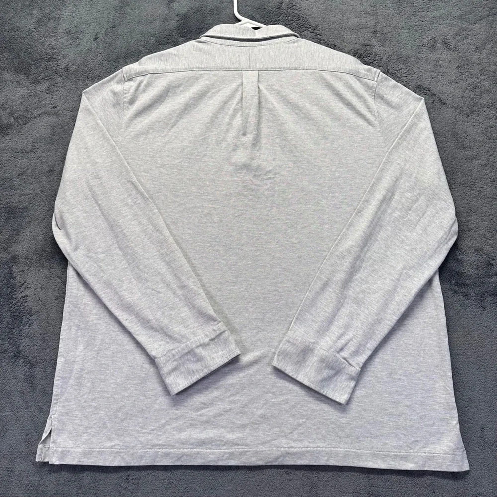 Polo Ralph Lauren Men XXL Heather Gray Long Sleeve Cotton Pique Polo Shirt Rugby